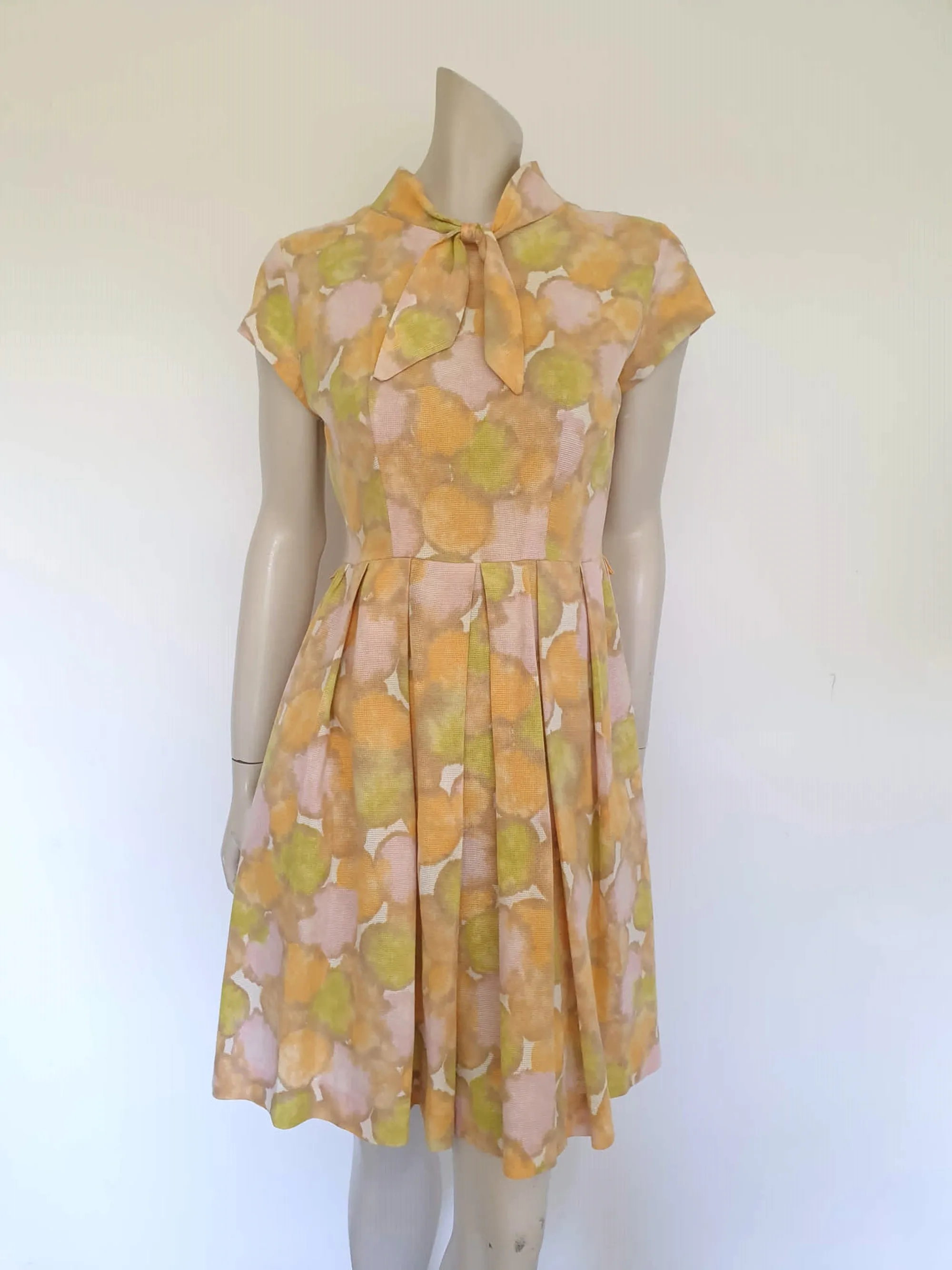 1960s Peach Open Weave Cotton Dress by Jalna - M Petite