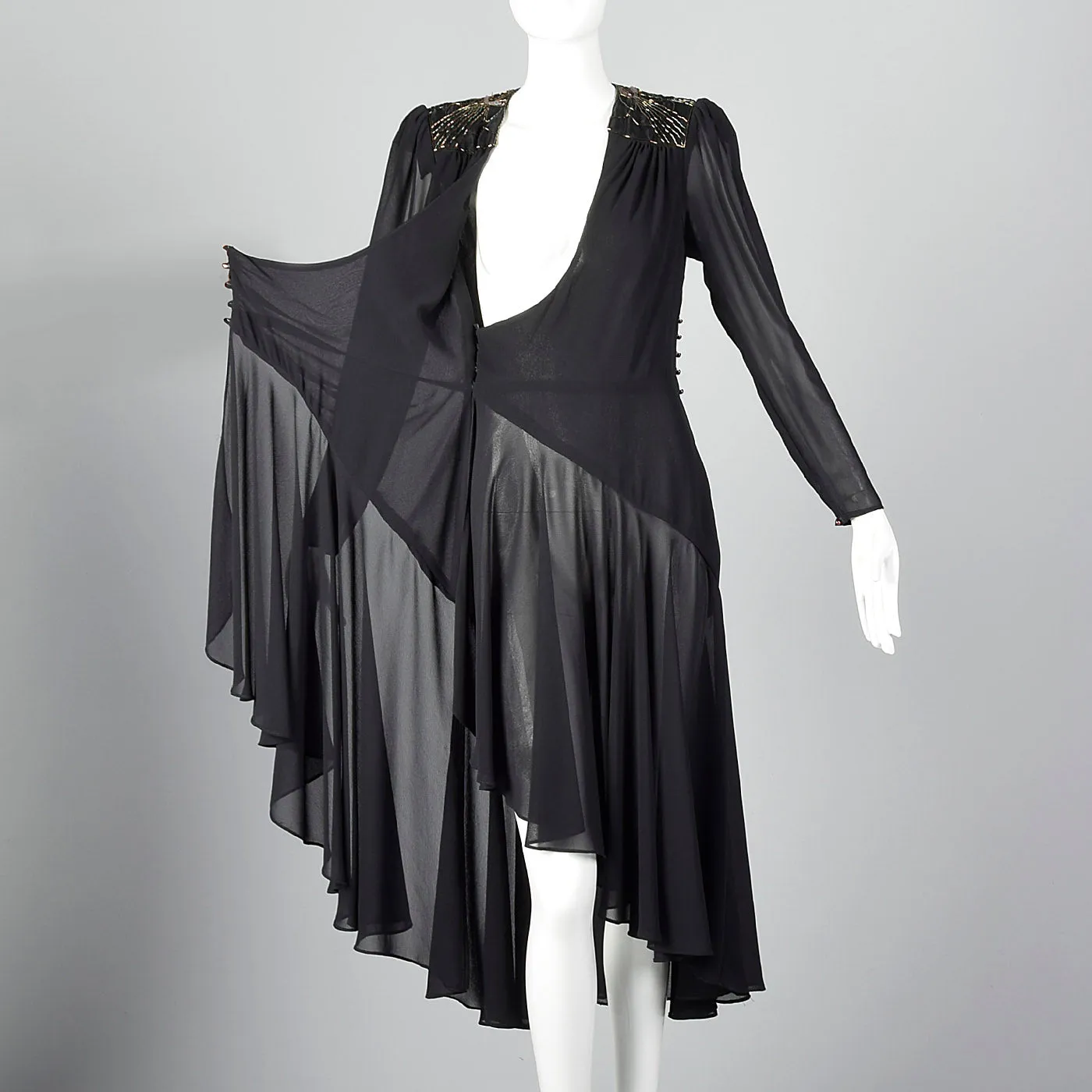 1980s Casadei Black Wrap Dress