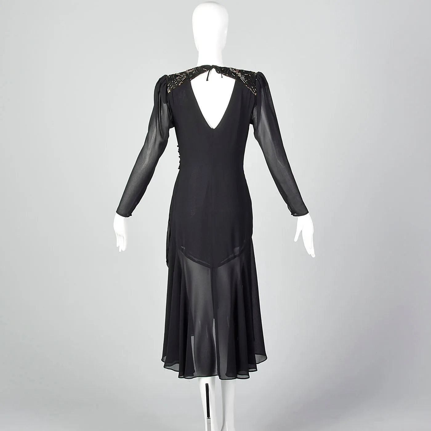 1980s Casadei Black Wrap Dress