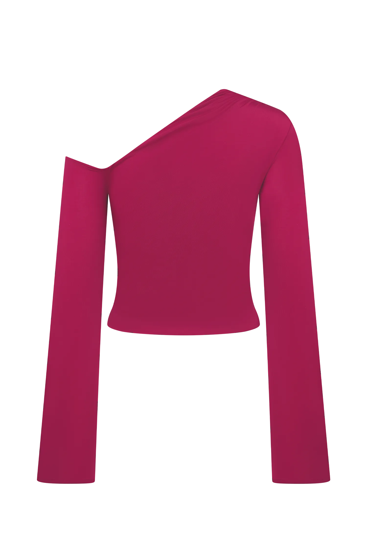 Ainsley Asymmetrical Long Sleeve Top With Floral Hardware - Fuchsia Pink