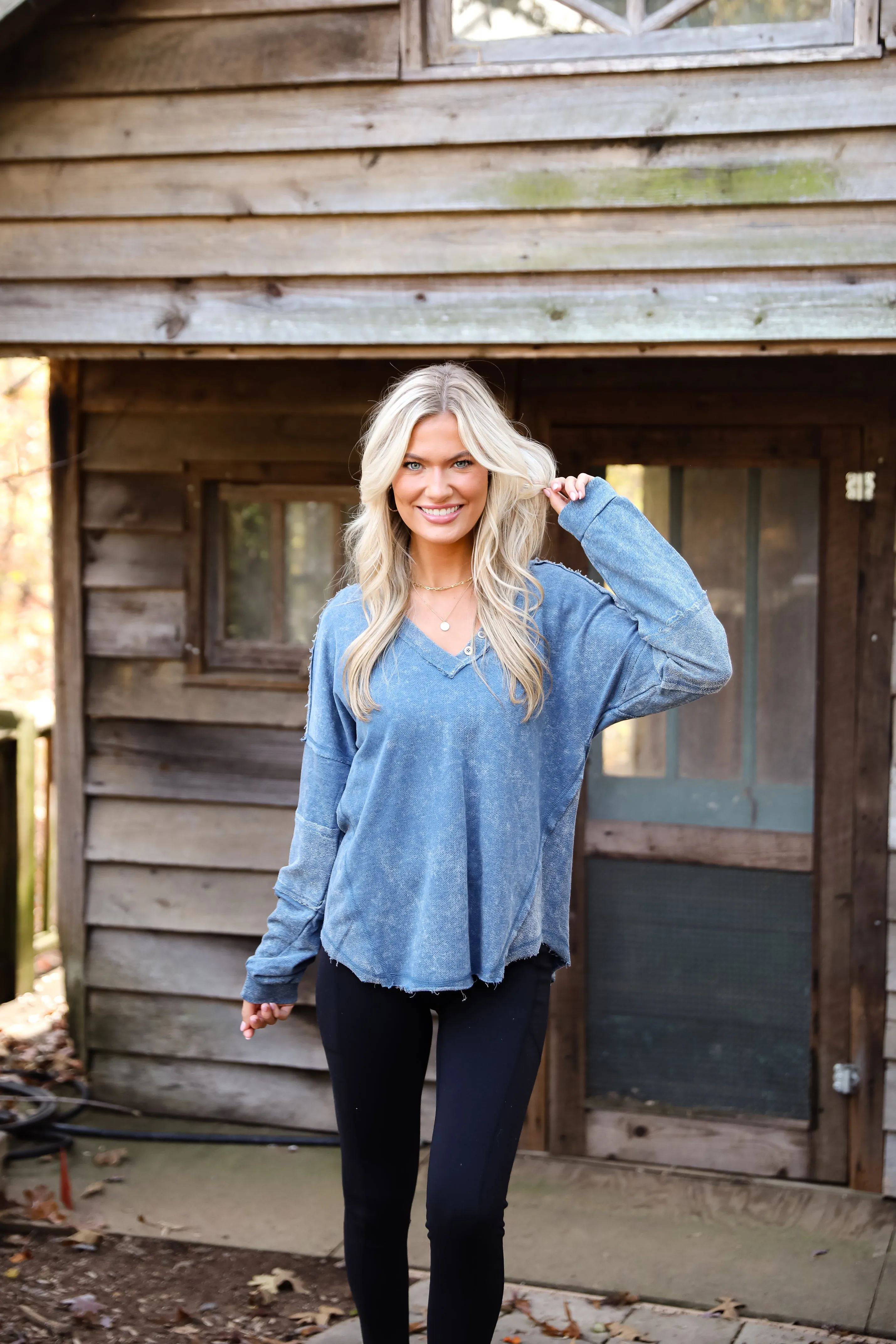 Amazing Memories Denim Knit Top - DOORBUSTER