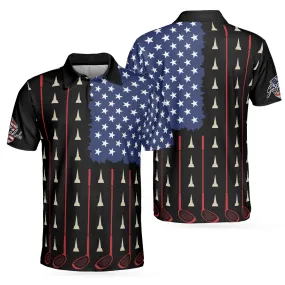 American Flag Golf Clubs Short Sleeve Polo Shirt, Golfaholic Polo Shirt, Patriotic Golf Shirt For Men