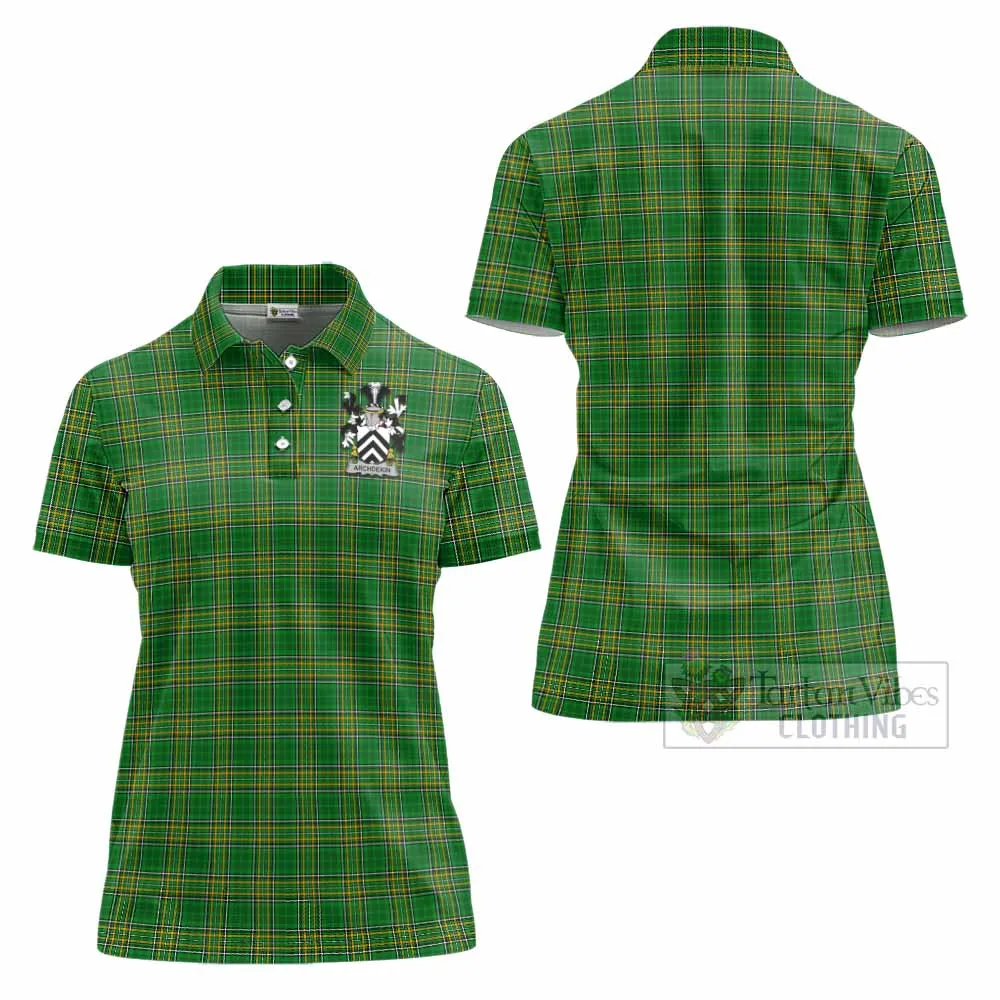 Archdekin Irish Clan Tartan Women's Polo Shirt with Coat of Arms