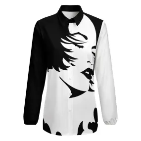 Artistic Shirt, Women's Blouses, Women's Tops, Women's Tops Long Sleeve, Women's Shirts, Women's Black Shirt, Black and White Shirt Women