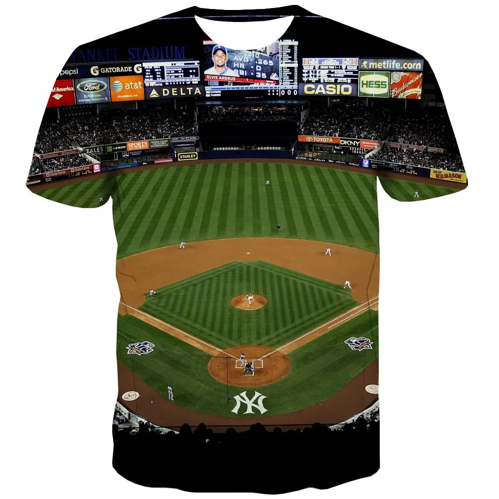 Baseball T-shirt Men Stadium Shirt Print Game Tshirts Casual White Tshirts Cool