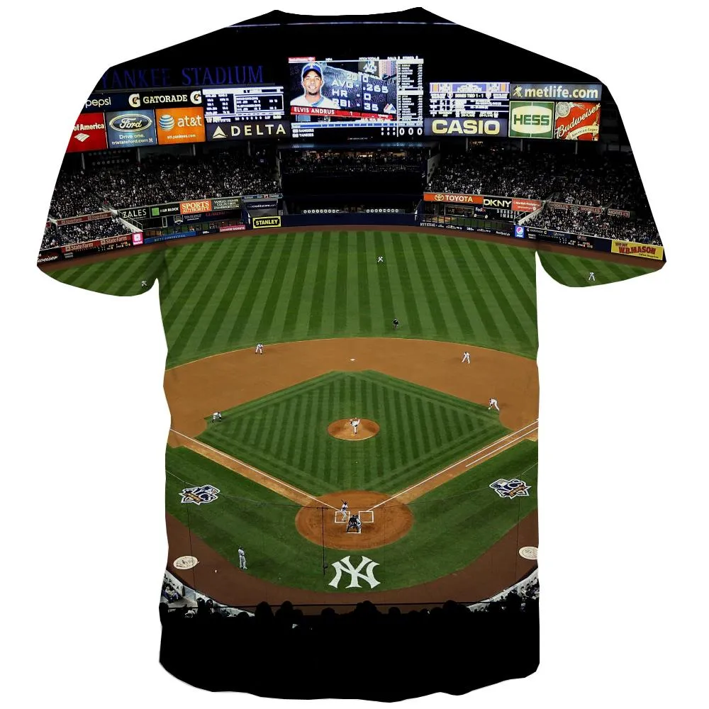 Baseball T-shirt Men Stadium Shirt Print Game Tshirts Casual White Tshirts Cool