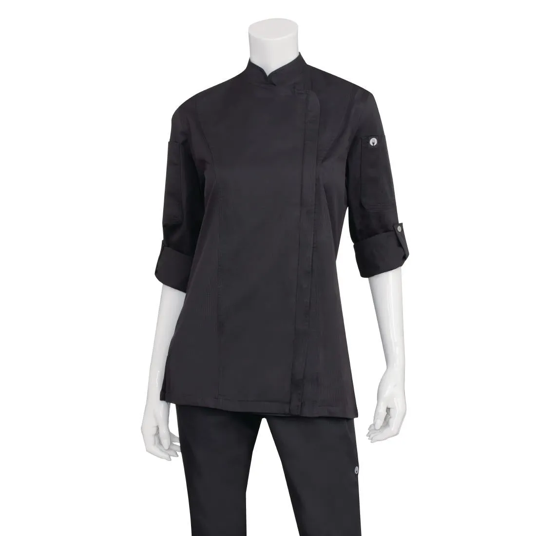 BB090-M Chef Works Hartford Lightweight Zip Womens Chef Jacket Black M