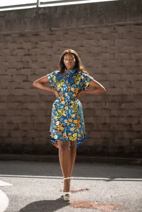 Beautiful Blue Gold African Dress