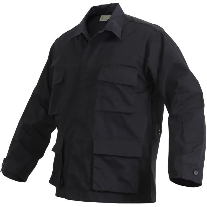 Black - Military BDU Shirt - Cotton Ripstop