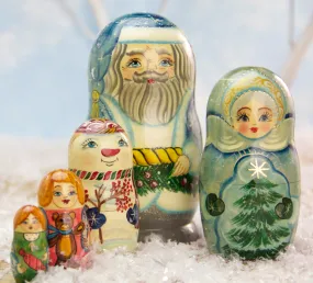 Blue Santa Russian Nesting Dolls