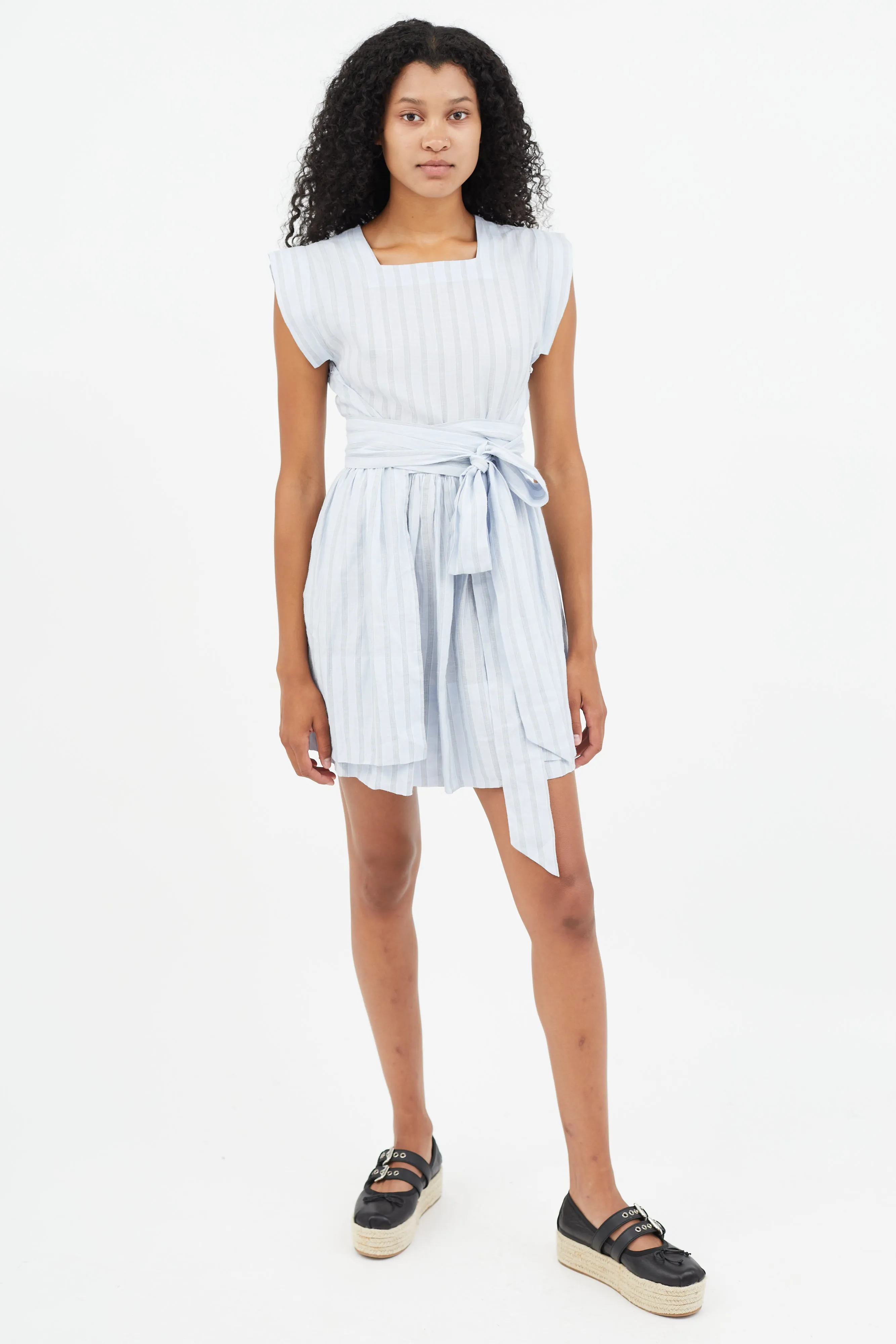 Blue Stripe Wrap Dress