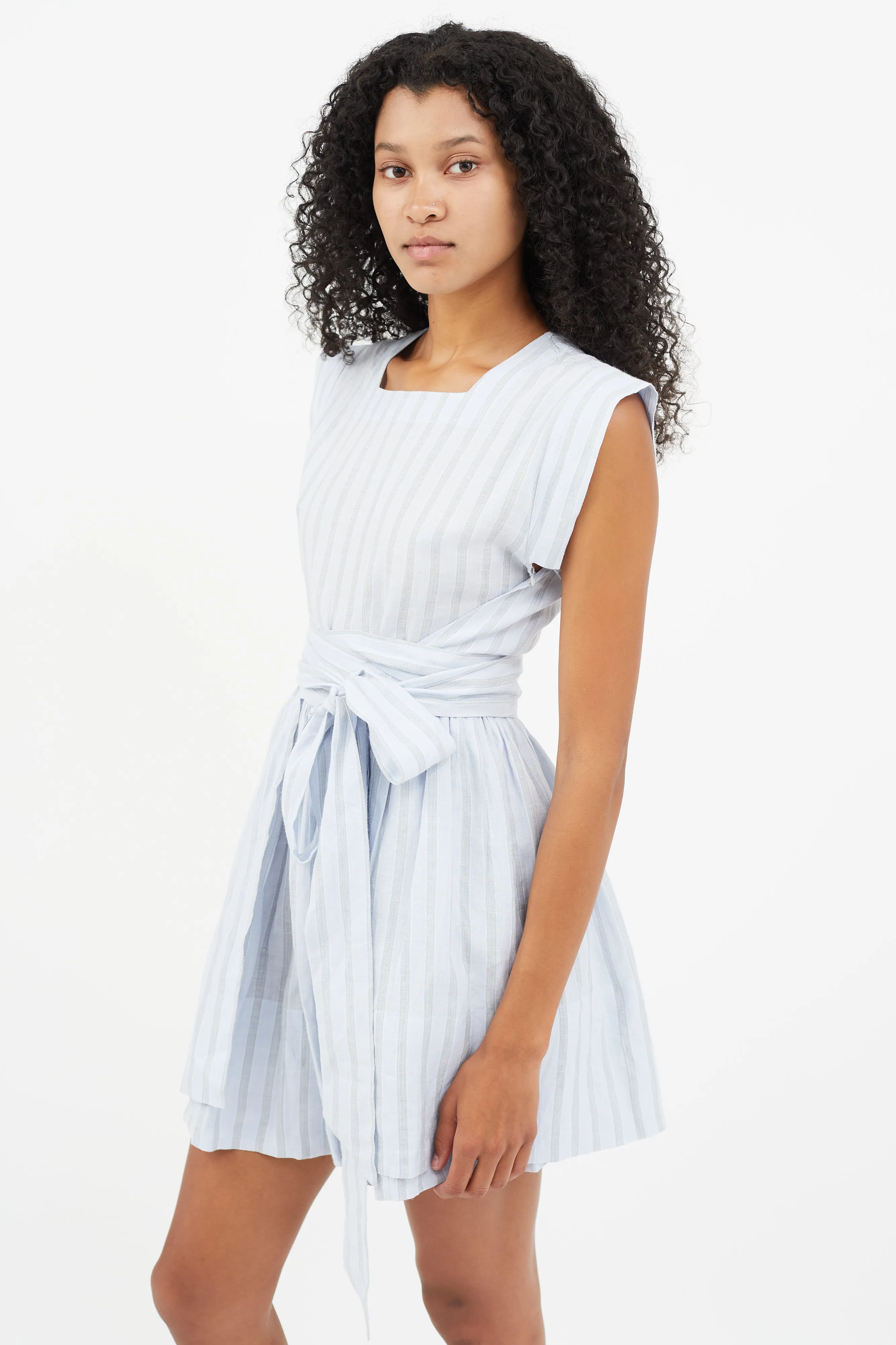 Blue Stripe Wrap Dress