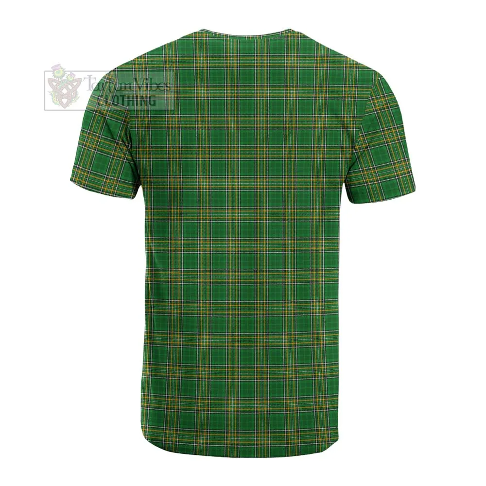 Bracken Irish Clan Tartan Cotton T-shirt with Coat of Arms