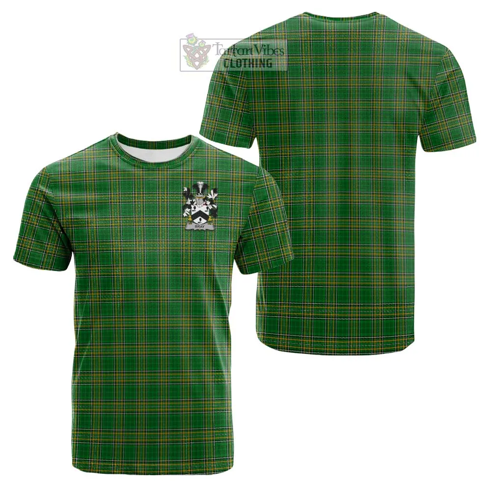 Bray Irish Clan Tartan Cotton T-shirt with Coat of Arms