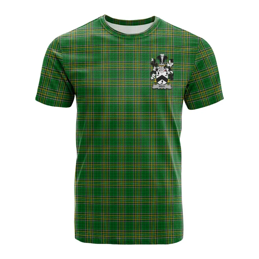 Bray Irish Clan Tartan Cotton T-shirt with Coat of Arms