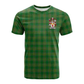 Bryne Irish Clan Tartan Cotton T-shirt with Coat of Arms