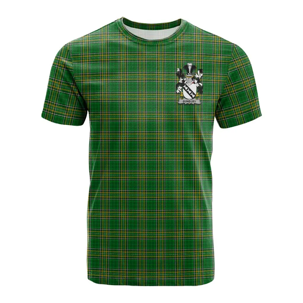 Bunbury Irish Clan Tartan Cotton T-shirt with Coat of Arms