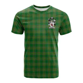 Burnell Irish Clan Tartan Cotton T-shirt with Coat of Arms