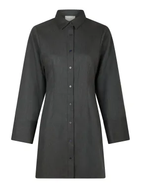 Cajsa Solid Shirt Dress - Dark Grey