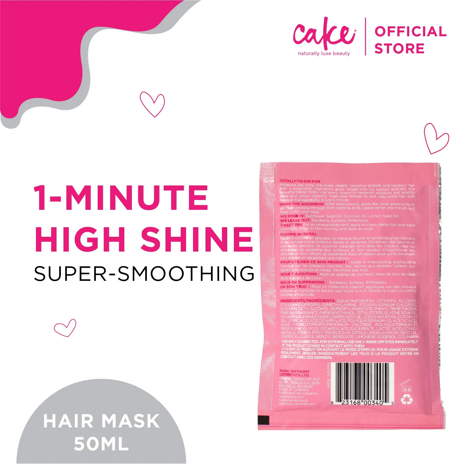 Cake Beauty The Top Coat - One Minute High Shine Hair Mask