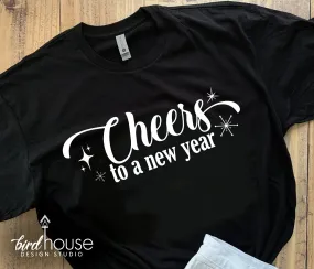 Cheers to the New Year Shirt, Cute New Years Eve Tee, Custom Any Color Glitter or Matte