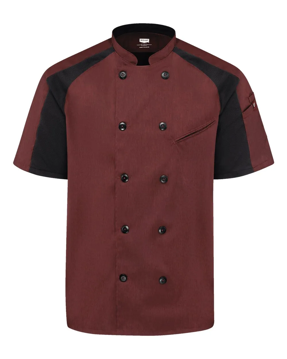 Chef Designs - Airflow Raglan Chef Coat - Merlot Heather / Black