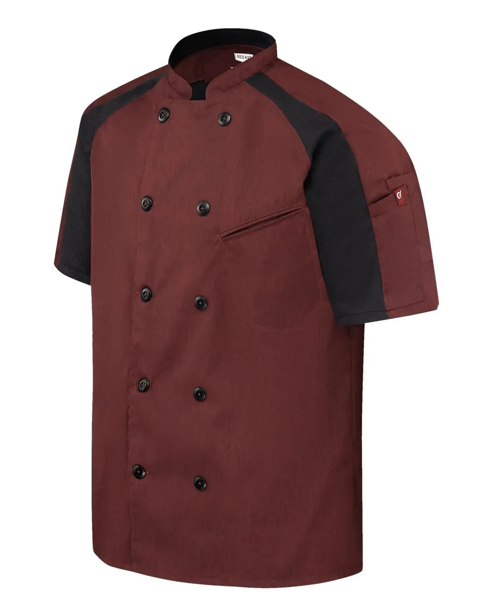 Chef Designs - Airflow Raglan Chef Coat - Merlot Heather / Black