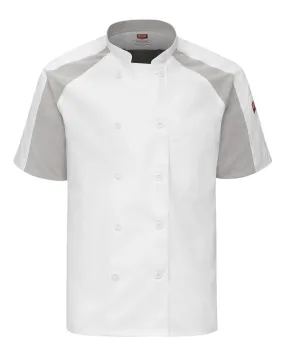 Chef Designs - Airflow Raglan Chef Coat - White Grey / Mesh