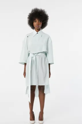 CHIAPAS mist blue - silk airy trench dress