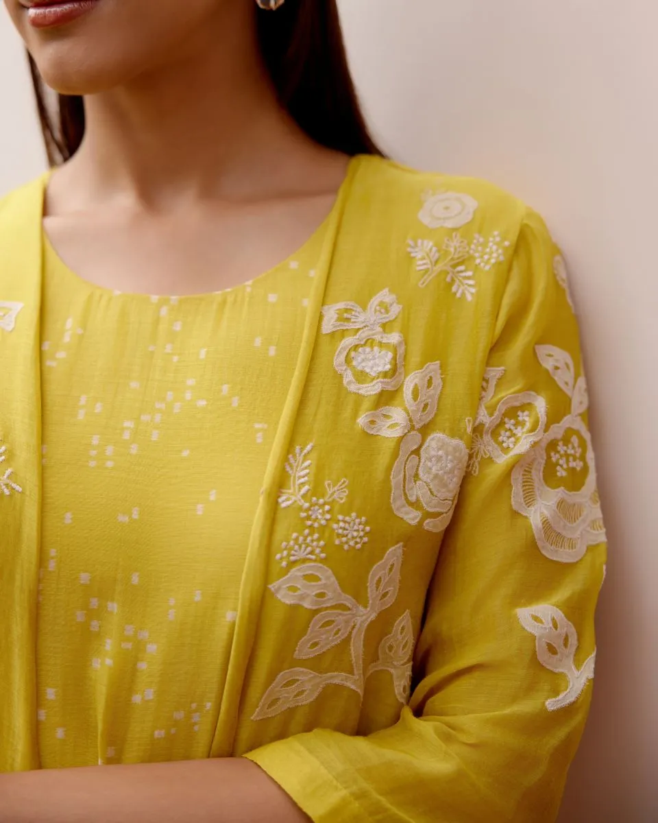Citrine floral embroidery jacket dress
