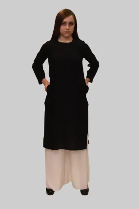 Cotton Crow Black Embroidered Kurti