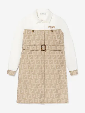 Fendi Girls Logo Shirt Dress in Beige