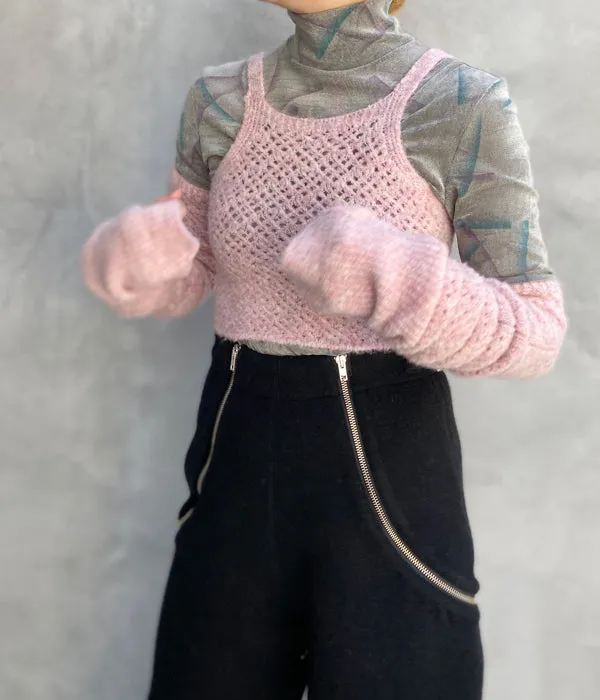 FUMIKA_UCHIDA/STRETCH MESH KNITTED BRA TOP&ARM WORMERS(LIGHT PINK)