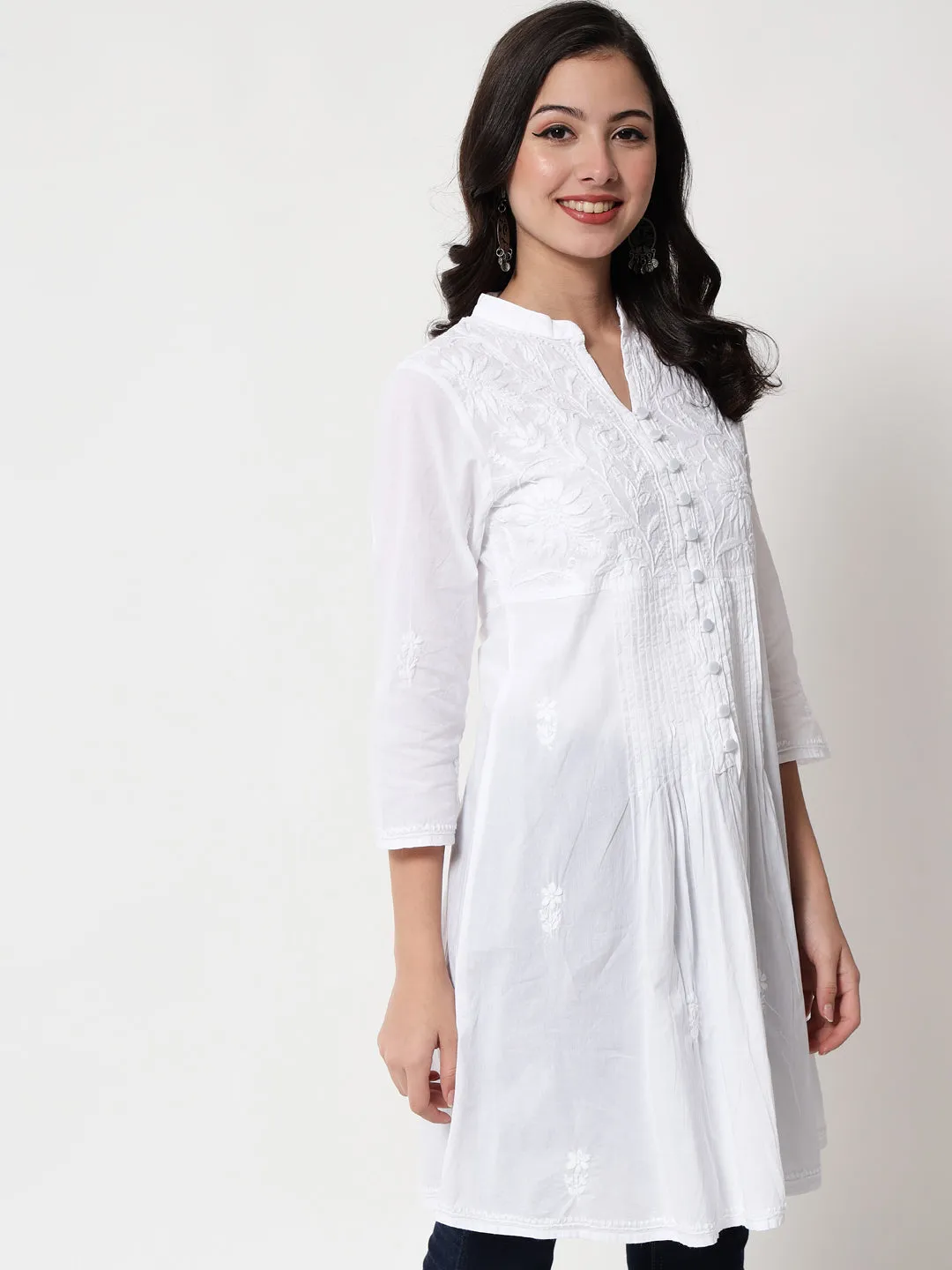 Hand Embroidered Women Chikankari Cotton Tunic-PC1821L