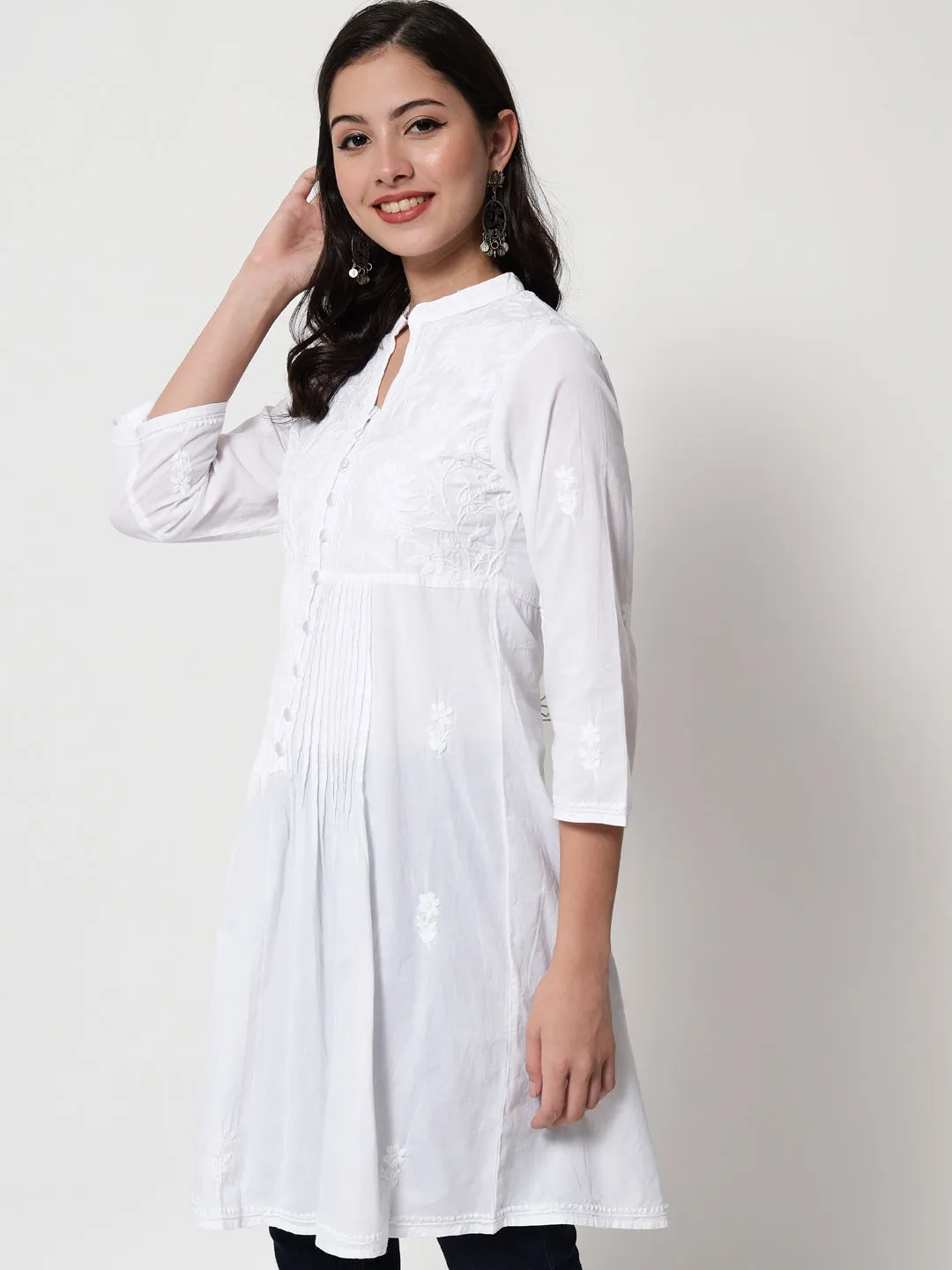 Hand Embroidered Women Chikankari Cotton Tunic-PC1821L