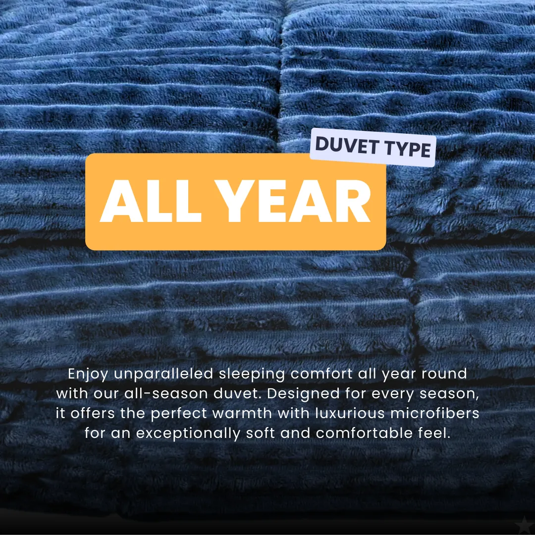 HappyDuvet - Teddy Rib - Pageant blue - All season Coverless duvet