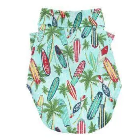 Hawaiian Camp Dog Shirt - Surfboards and Palms