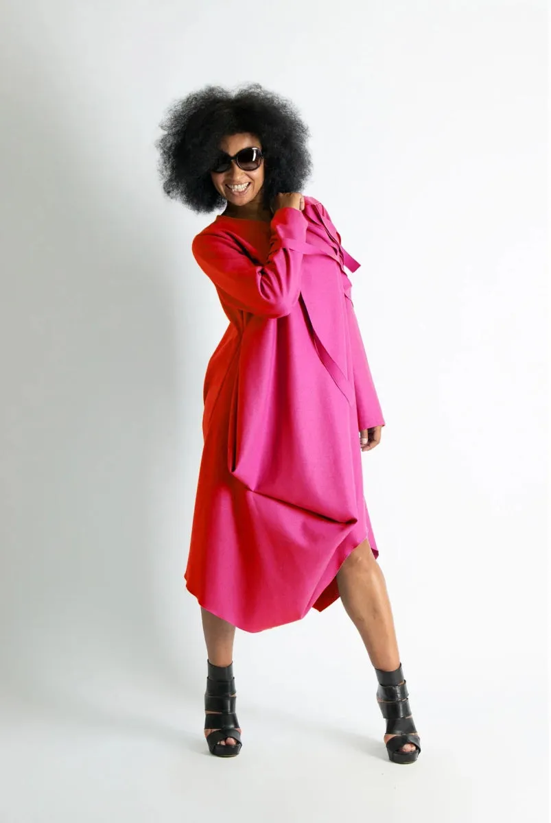 Hot Pink Wool Cashmere Dress  HOLLY SALE