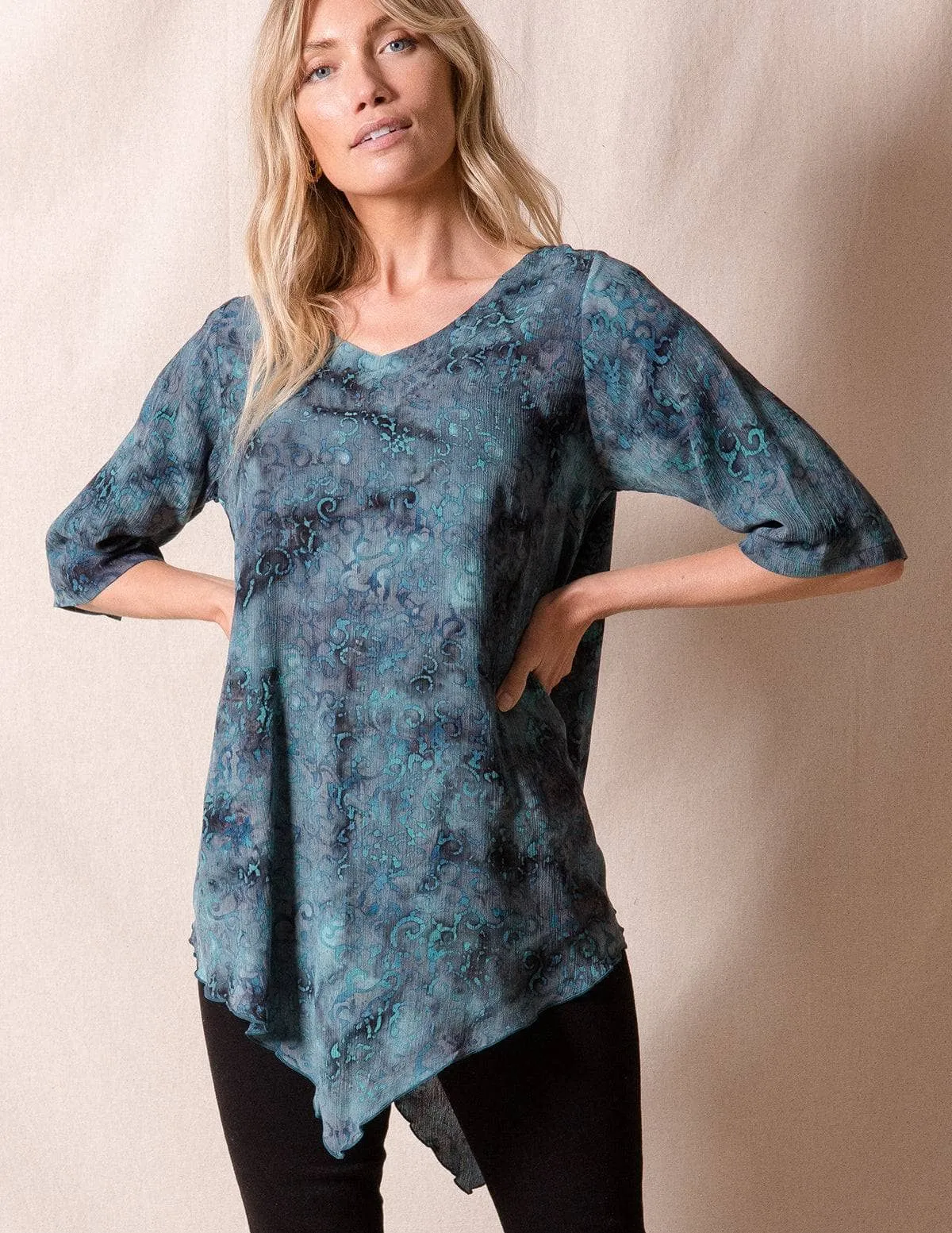 Island Batik Tunic - Blue Spruce