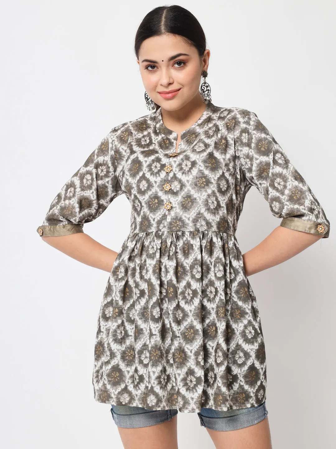 Jaipurite Multicolor Printed Tunic in Cotton