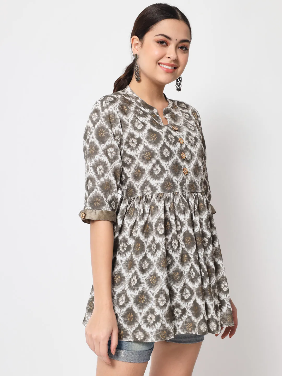 Jaipurite Multicolor Printed Tunic in Cotton