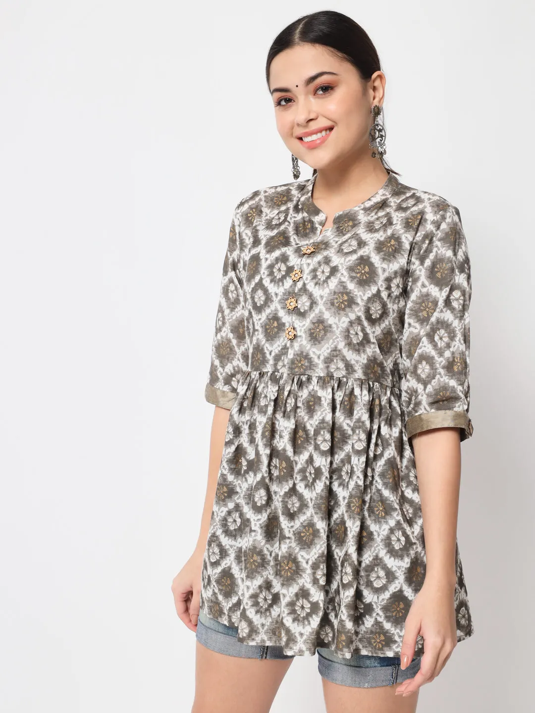 Jaipurite Multicolor Printed Tunic in Cotton