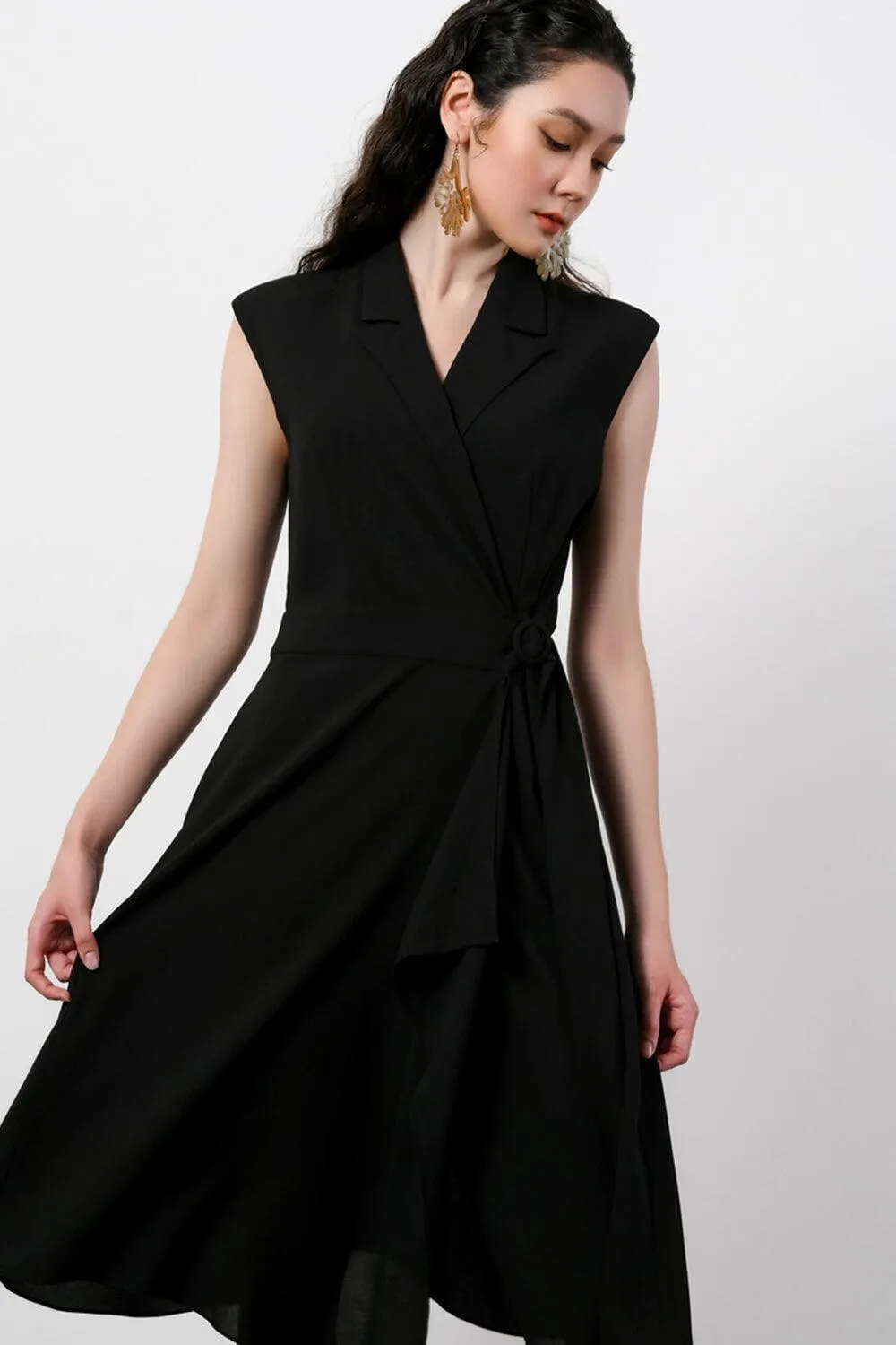 Juliana Wrap Asymmetric Polyester Midi Dress