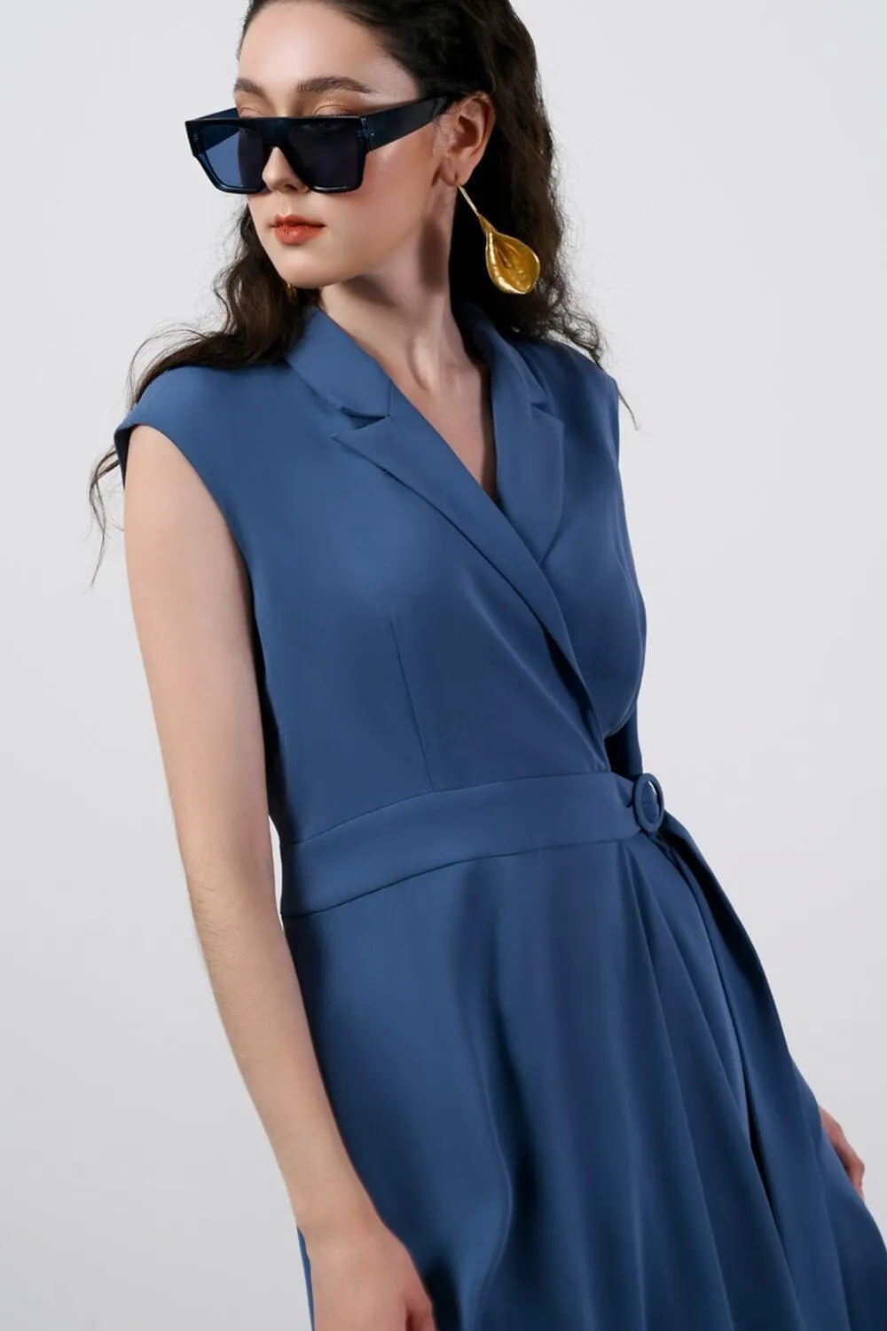 Juliana Wrap Asymmetric Polyester Midi Dress