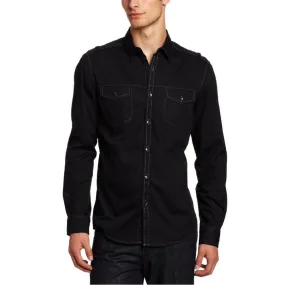 Kenneth Cole Men's Solid Military Shirt, Black