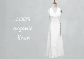 lange linnen overslag jurk  / linen maxi wrap dress