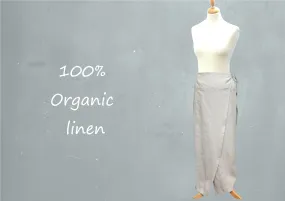 Lange overslag rok van biologische linnen / Long linen wrap skirt