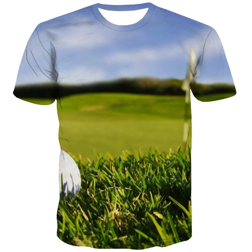 Lawn T shirts Men Golf Tshirts Novelty Forest Tshirts Casual Natural Tshirt Anime Game Shirt Print