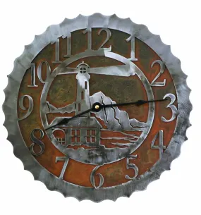 Lighthouse 12" Round Metal Wall Clock