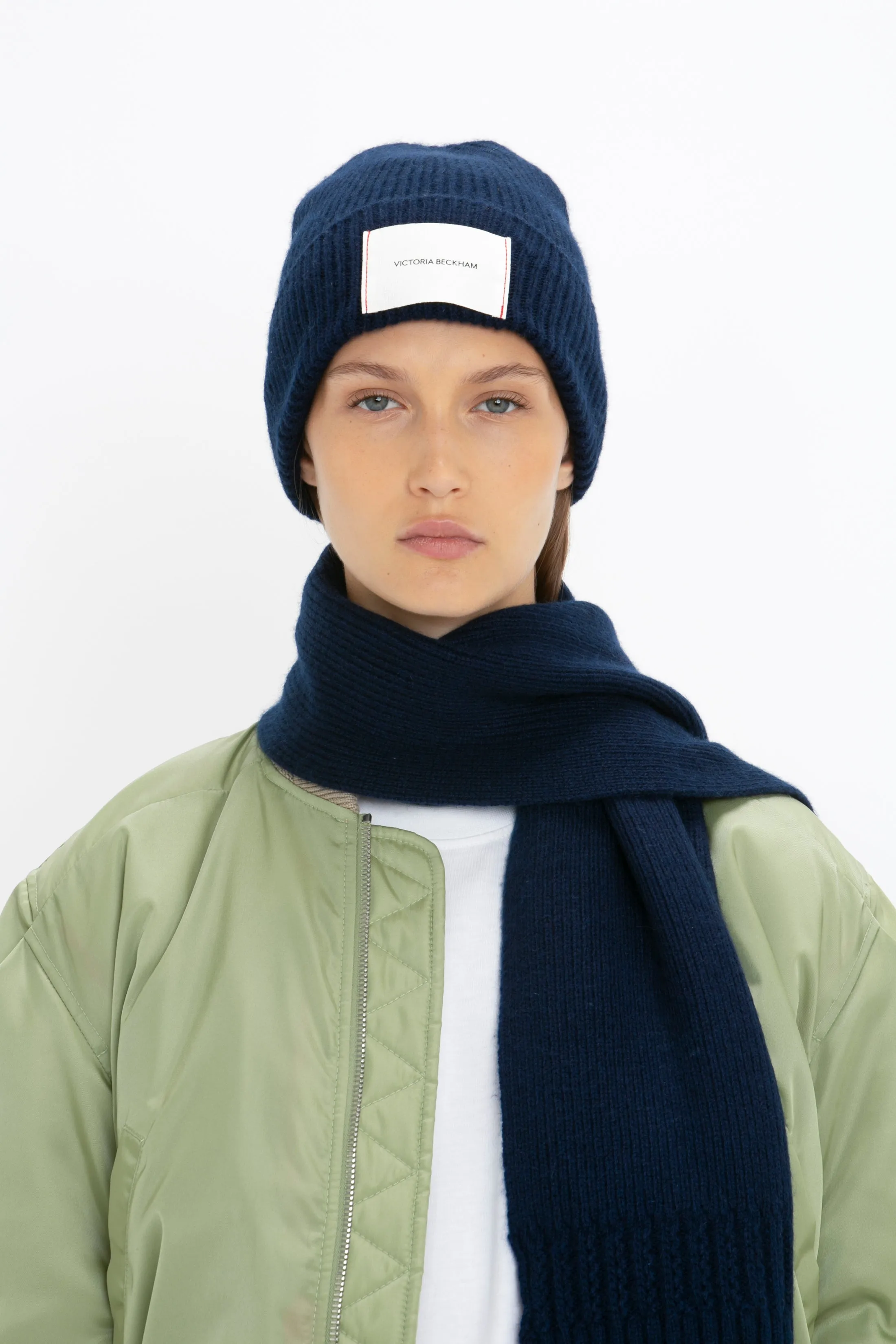 Logo Patch Beanie In Navy